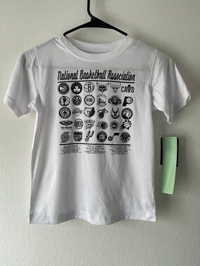 NBA White Kids Short-Sleeve Tee with Black Team Logos
